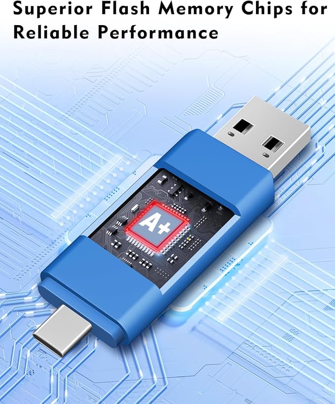 AreTop 4GB USB C Thumb Drive Dual USB 2.0 Flash Drive 4GB USB Drive Swivel Design 2-in-1 Portable Type-C Memory Stick for Android Smartphone, Computers, MacBook, Tablets, PC, 5 Pack