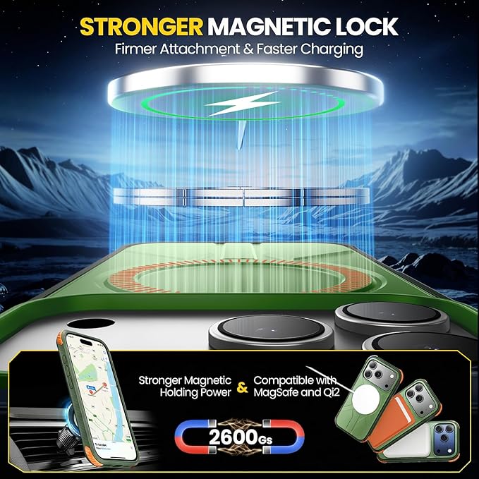 3 in 1 for Heavy Duty iPhone 17 Pro Max Case with Screen Protector & Camera Lens Protector ,7X Military-Grade Drop Protection ,Fits MagSafe ,Rugged & Slim shockproof Case for iPhone 17 Pro Max ,Green