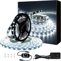 10ft White LED Strip Lights,12V Dimmable Tape Lighting with Infrared Remote,SMD 2835 LEDs Adhesive Ribbon Light,Connectable,Cuttable,Indoor Rope Light for Room Bedroom Cabinet