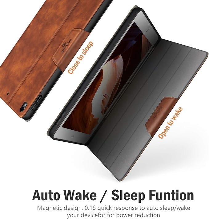 Antbox Case for iPad Pro 10.5 / iPad Air 3 with Built-in Pencil Holder Auto Sleep/Wake Function PU Leather Smart Cover for iPad Air 3 10.5 Inch 2019/iPad Pro 10.5 2017 (Brown)