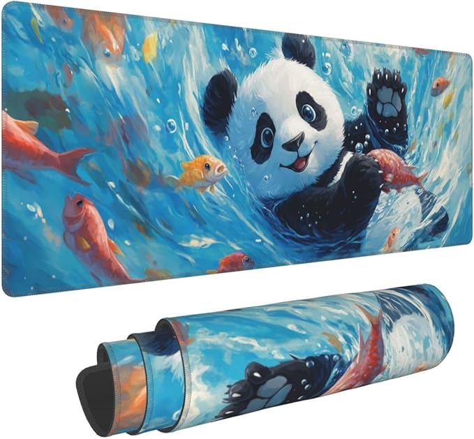 Cute Panda Mouse Pad XL Large Mousepad Non Slip Rubber Base Desk Mat for Laptop Computer Gaming 31.5" X 12"