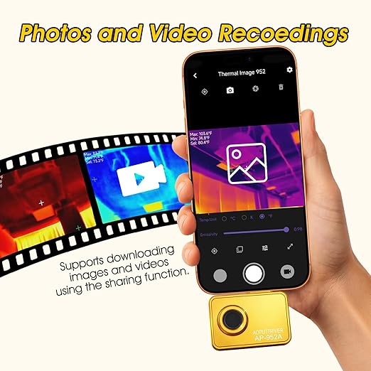 Mini Thermal Imaging Camera,256x192 Thermal Camera for Android,3.2mm Lens Small Thermal Imager for Smartphone -4°F~1022°F TEM Range Measure Home Inspection,Automotive