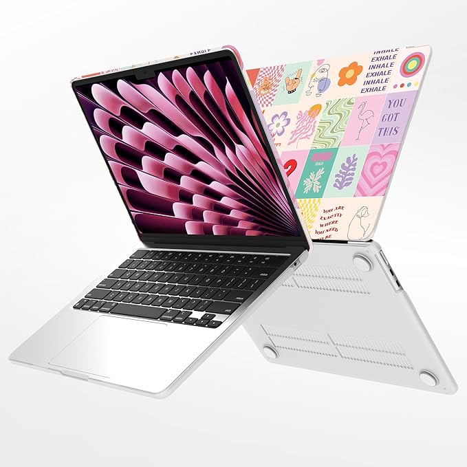 G JGOO Compatible with MacBook Air 13 inch Case 2026 2025-2022 M5 A3449 M4 A3240 M3 A3113 M2 A2681, Hard Shell for MacBook Air 13.6 inch Case +Keyboard Cover +Screen Protector, Pastel Collage