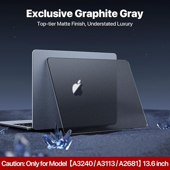 Soonjet Matte Case for MacBook Air 13/13.6-inch (M5/M4/M3/M2, 2022–2026 A3449 A3240 A3113 A2681), Lightweight | Scratch & Fingerprint Resistant | Closes Seamlessly | Ideal for Work, Travel & Study