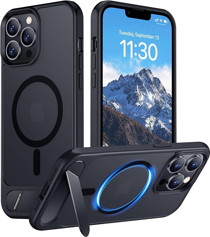 Magnetic Compatible with iPhone 13 Pro Case, [Built-in Invisible Kickstand][Compatible with MagSafe] [Military Grade Shockproof] Slim Translucent Matte Phone Case for iPhone 13 Pro 6.1"