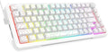 E-YOOSO Wired Creamy Mechanical Keyboard, RGB Backlit, Hot Swappable Pre-lubed Linear Switches, Gasket Structure, Knob Control, 75% Portable Compact Custom Gaming Keyboard, White
