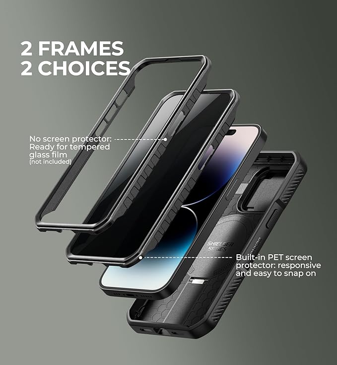 Dexnor for iPhone 14 Pro Case with Slide Camera Cover & Adjustable Kickstand & Privacy Screen Protector, Compatible with MagSafe Rugged Bumper Case Magnetic Protective Cover 6.1 Inch,Black