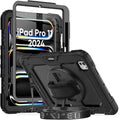 iPad Pro 11 Inch Case 2024 with Screen Protector Pen Holder | iPad Pro 11 5th Generation Case | Three Layer Shockproof Defender Protective Cover W/Stand Hand Strap for iPad A2836/A2837 | Black
