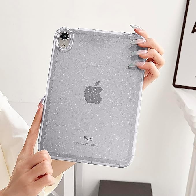 Case for iPad Mini 5 (2019) & iPad Mini 4 (2015) 7.9 inch Glitter Clear Soft TPU Back Shockproof Cover Bling Sparkly Flexible Silicone Lightweight Case for iPad mini 5th/4th Generation, White