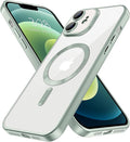 Hython Magnetic Clear for iPhone 12 Case with Camera Lens Protector [Compatible with MagSafe] Luxury Plating Edge Slim Soft TPU Cover Protective Phone Case for iPhone 12 6.1", Matte Mint