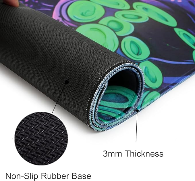 Simpkeely Blacklight Octopus Gaming Mouse Pad – UV Reactive Kraken Tentacles Desk Mat, Neon Glow in The Dark Waterproof Extended Mousepad with Non-Slip Rubber Base for Office & Home – 31.5" x 11.8"
