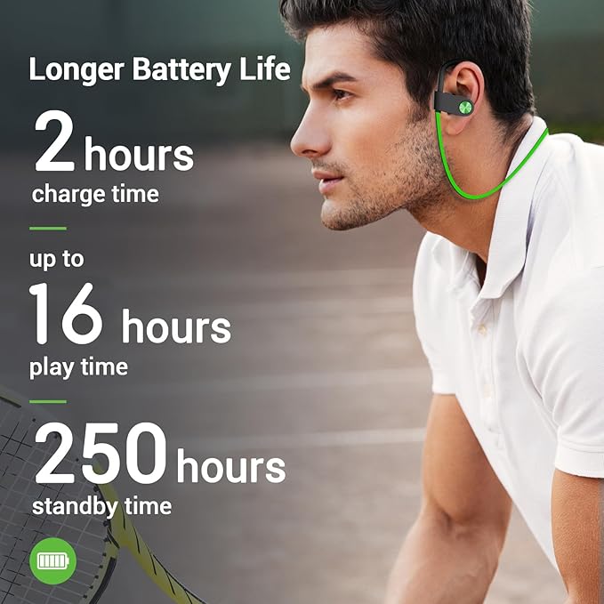 Bluetooth Headphones, Bluetooth 5.3 IPX7 Waterproof Wireless Sports Earbuds for Workout Gym, 16 Hrs Playtime Running Headphones with Noise Cancelling Mic, HiFi Bass Stereo in-Ear Earphones