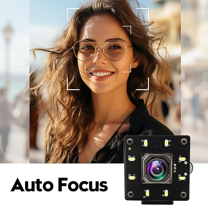 4k USB Camera Autofocus 100 Degree No Distortion Lens Color Night Vision Webcam for Computer UVC USB2.0 Lightburn Cam Plug and Play for Raspberry Pi Linux Mac OS Jetson Nano