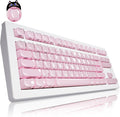 ZORNHER CG870 Wireless Mechanical Keyboard,80% Pink & White Gaming Keyboard, Creamy Keyboard,Cute Jelly Cat Clear Ceramic Jade Keycaps,Girly Aesthetics Kitty Keyboard,Creamy Sounding Linear Switches