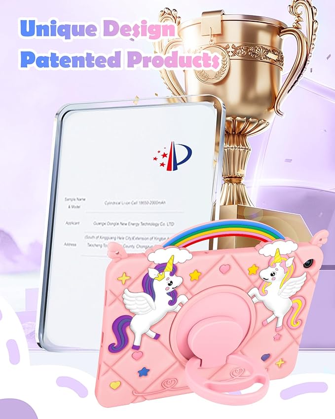 Uppuppy for Galaxy Tab A9 Plus Case 11 Inch - Cute Cartoon PK Unicorn Women Girls Teen for Samsung A9 Plus Tablet Case with Rotating Stand & Strap Soft Silicone A9+ Funda