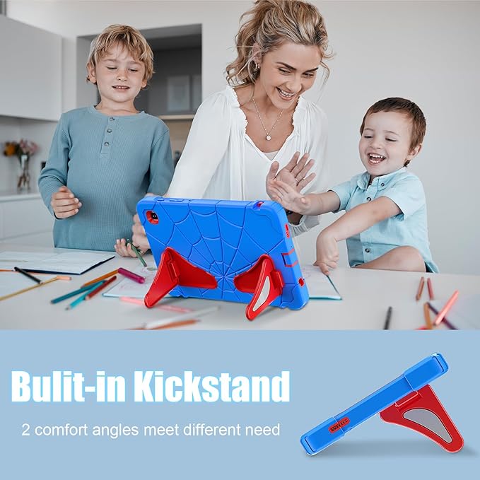 AKABEILA Compatible with Samsung Galaxy Tab A7 Lite 8.7 inch T225/T220(2021) Tablet Case，Lightweight Shockproof Rugged Protective Cover with Kickstand for Kids Children Boys Babies Blue Red