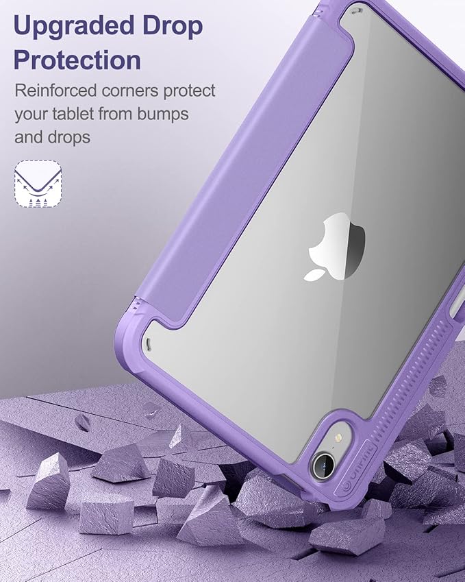 Case for iPad mini 7 (A17 Pro) 2024 & iPad mini 6 2021 Case, [Built-in Screen Protector][Auto Sleep/Wake][Pencil Holder] iPad mini 6th Generation 8.3-inch Soft Leather Flip Cover with Stand Purple