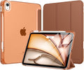 MoKo for iPad Air 11 inch Case (M4/M3/M2) 2026/2025/2024, iPad Air 5th/4th Gen 10.9 inch Case 2022/2020 with Pencil Holder, Slim Light Trifold Cover with Hard PC Translucent Back Shell, Brown