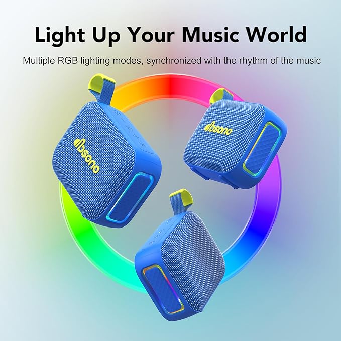 Portable Bluetooth Speaker Waterproof Gift: IPX5 HD Sound Up to 24H Playtime, TWS Pairing, Wireless Speakers with Lights, Mom Gifts, Outdoor|Travel| Camping|Pool|Beach Essentials Accessories-Blue