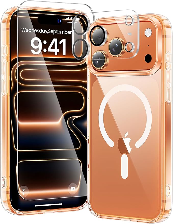 toushion 3 in 1 for iPhone 17 Pro Case Clear,Fits MagSafe, Not Yellowing, Screen Protector*1 Camera Lens Protector*1, Military-Grade Protection for Phone Cover 6.3 inch
