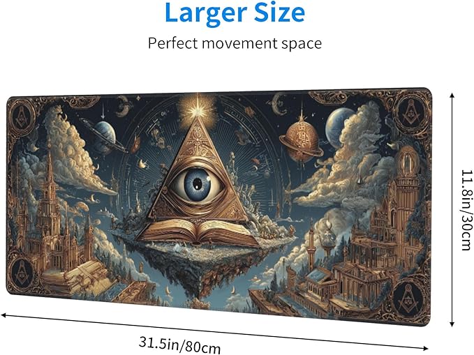 Gothic Masonic Mouse Pad Extended Large Gaming Mouse Pad XL Stitched Edges for Gamer Home Office 31.5 X 11.8 Inch