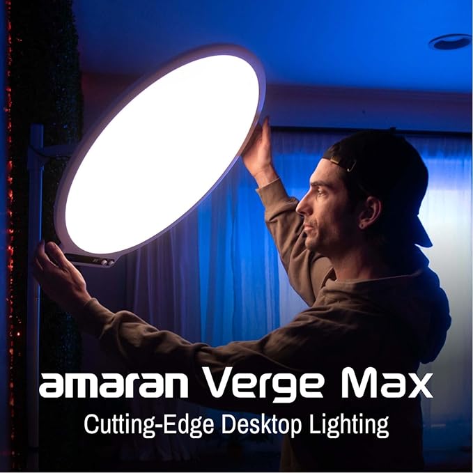 Amaran Verge Max Kit 22" Key Light with Stand/Adjustable Arm for Streaming,60W Bi-Color 2700-6500K Support 7 Lighting Effects Desk Ring Panel Light for Video Recording,Game,Podcast,Tiktok(Charcoal)