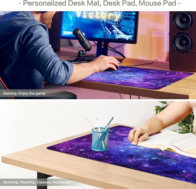 Cyberpunk Space Large Gaming Mouse Pad, Purple Cyberpunk Universe Mouse Pad Cyberpunk Planet Cosmic Desk Mat Anime Desk Pad Mousepad XXL Extended Keyboard Mat Mouse Mat, Waterproof, 31.5x15.7 in