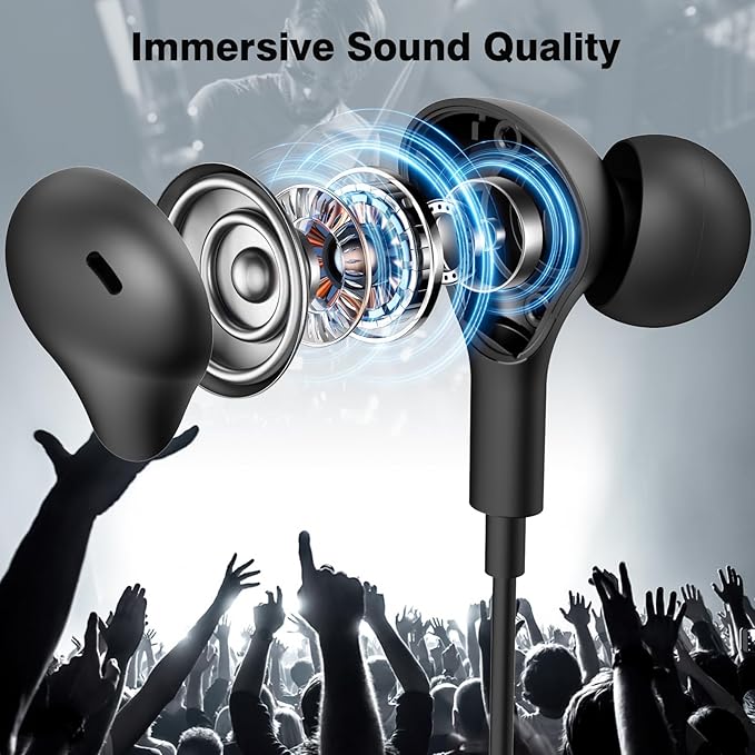 APETOO USB C Headphone for Samsung Galaxy S24 S25 Ultra S23 S26 S22 S21 A17 A54 Magnetic Wired Earbuds Noise Canceling in-Ear Type C Earphone Microphone Stereo Bass for iPhone 17 16 15 Pro Max/Pixel