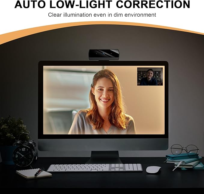 Diccik 1080P Webcam with Microphone, Full HD Video Calling Web Camera, HD Light Correction Streaming Webcam for Zoom/Skype/Teams, Plug and Play PC Camera Web cam for Windows & Mac