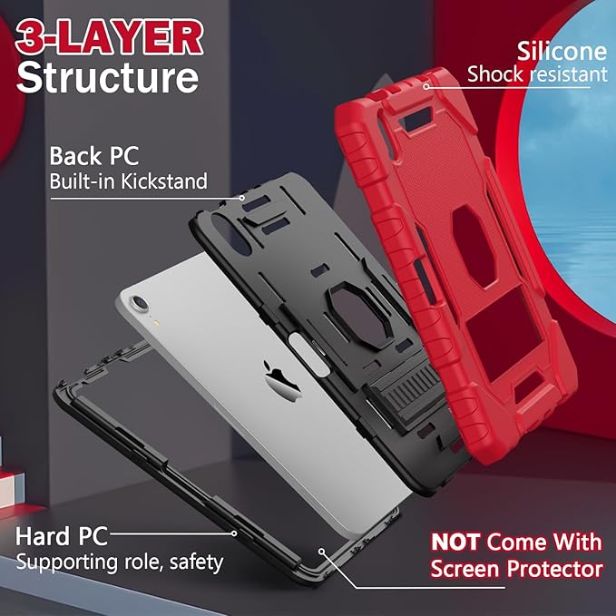 Grifobes Case for iPad mini 7 (A17 Pro) 2024 / Mini 6 2021 8.3 inch, Heavy Duty Shockproof Rugged Cover with Pencil Holder Stand, for I Pad Mini 7th/6th Gen 8.3" Case (Red+Black)