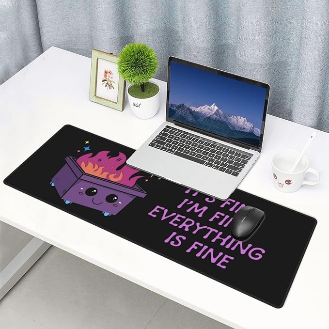 Dumpster on Fire Gaming Mouse Pad, 31.5 x 11.8 Inch Large Mouse Pads for Desk, Keyboard Mouse Mat with Non-Slip Base for Home and Office