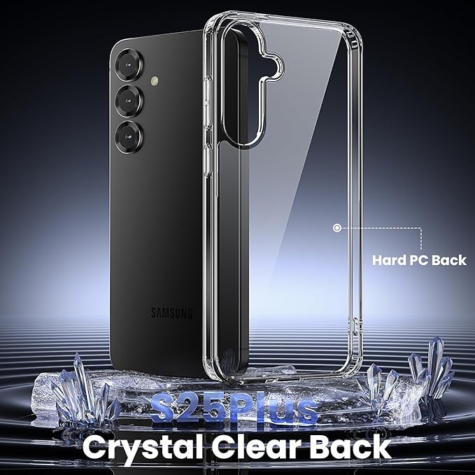 Anti-Yellowing for Samsung Galaxy S25 Plus Crystal Clear Case with Screen Protector*1 Camera Lens Protector*1, [12FT Mil-Grade Protection], Cover for Samsung Galaxy S25 Plus 6.7 inch, Clear