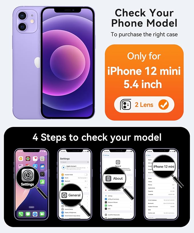CANSHN Magnetic for iPhone 12 Mini Case, Upgraded [Full Camera Protection] [Compatible with Magsafe] [Translucent Matte] Shockproof Protective Phone Case for iPhone 12 Mini 5.4" - Deep Purple
