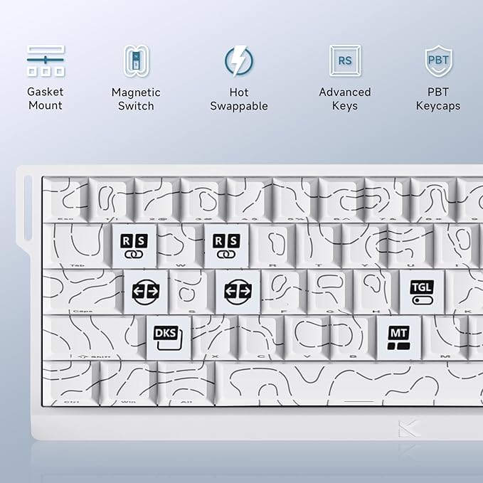 MCHOSE ACE 68 60% Mechanical Gaming Keyboard Wired Rapid Trigger Hall Effect Keyboard Magnetic Switch Adjustable Actuation 8000Hz Polling Rate Custom RGB MAC Laptop(White Topographic TTC Dragon Lord)