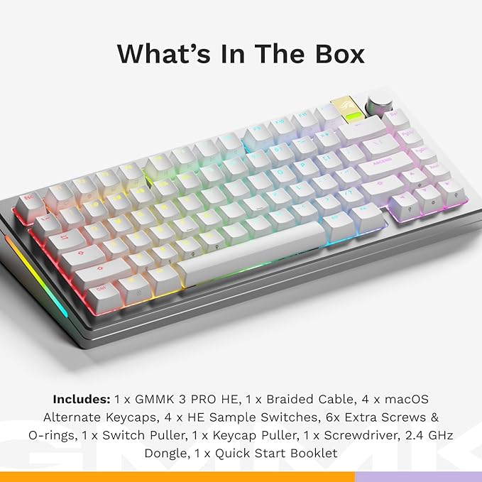 GLORIOUS Gaming - GMMK 3 PRO HE: Wireless Gaming Keyboard Rapid Trigger, Hall Effect, Aluminum Body, 8K Polling Rate, Hotswap MX & Magnetic Switches, Adjustable Actuation, ANSI 75% Tenkeyless (Black)
