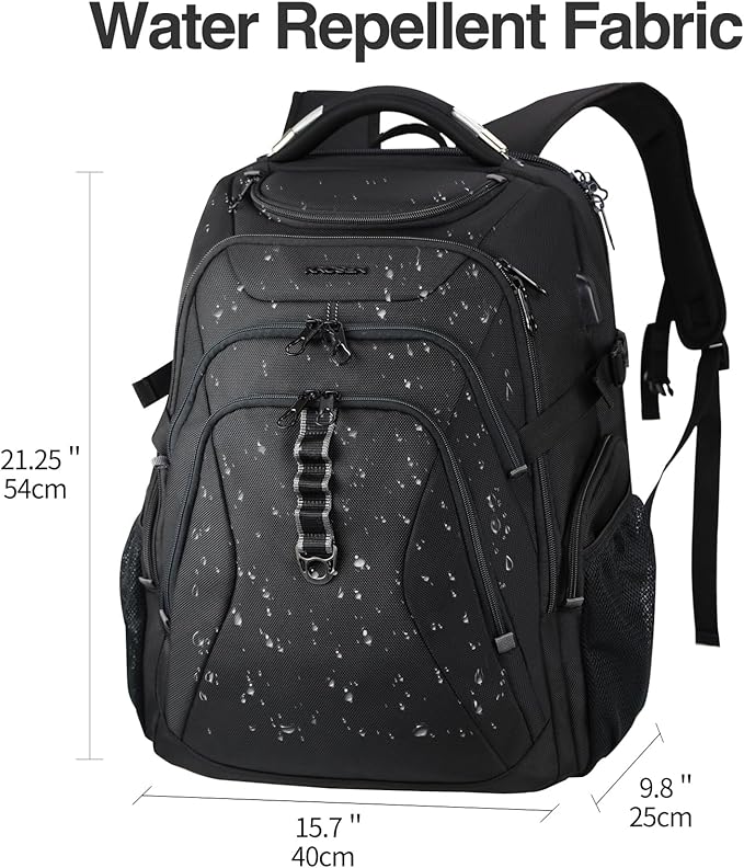 KROSER Travel Laptop Backpack 18.4 Inch XXXL Gaming Backpack with Hard Shell Saferoom RFID Pockets Water-Repellent Business College Daypack Stylish Laptop Bag for Men/Women-Black