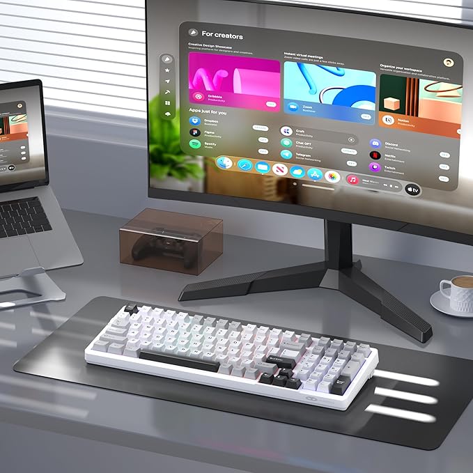 MageGee LIGHT100 Wireless Creamy Keyboard, Gasket Structure Hot Swappable, Tri-Mode 2.4G/USB-C/BT5.0 RGB Backlit Mechanical Gaming Keyboard for Win/Mac/PC, PBT Keycap, 4000mAh Battery, Grey