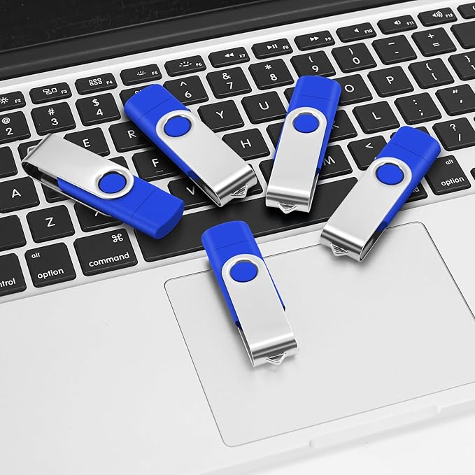 20Packs of 4GB FAT32 USB2.0 & Type-C Flash Drives, EASTBULL 2-in-1 Dual Flash Drive Bulk USB-A + USB-C Thumb Drives Pack OTG Memory Sticks Compatible with Smartphones, Computers, Tablets, Mac (Blue)