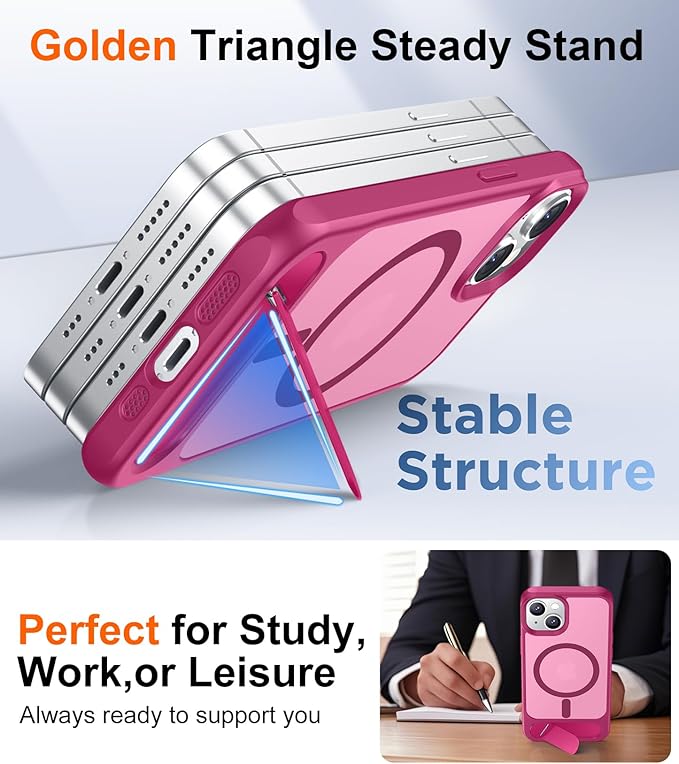 Magnetic Compatible with iPhone 14 Case/iPhone 13 Case,[Built-in Invisible Kickstand][Compatible with MagSafe][Military Grade Shockproof] Slim Translucent Matte Phone Case for iPhone 14/13 6.1"