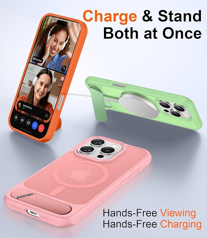 Magnetic Compatible with iPhone 16 Pro Case, [Built-in Invisible Kickstand][Compatible with MagSafe][Military Grade Shockproof] Slim Translucent Matte Phone Case for iPhone 16 Pro 6.3"
