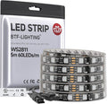 BTF-LIGHTING UL Listed WS2811 IC=RGB+IC Addressable Color RGB LED Strip,16.4FT 60LED/m 10Pixels/m,IP67 Black PCB Flexible DC12V Chasing Effect for Indoor Home Decor(No Adapter or Controller)