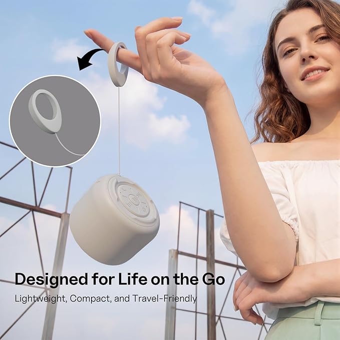 Bobtot Portable Bluetooth Speakers with Strap Easy to Carry, Wireless Waterproof Mini Speaker with Loud Stereo Sound, 20 Hours Playtime, Rechargeable Battery, Built-in Microphone, Light Gray