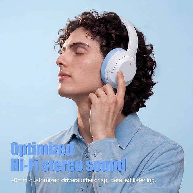 Upgraded Pro‑level Hybrid Active Noise Cancelling Headphones, HD Sound & Big Bass, 2X Softer Comfort, Long ANC Playtime, Wireless Over-Ear Bluetooth Headphones Perfect for Home Office|Travel|Pair