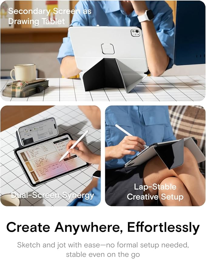 MOFT Dynamic Folio Case for iPad Air 13"(M4 2026/M3 2025/M2 2024)-[Reinforced Corner Protection] Stable Slim Magnetic Stand with 20+ Viewing Angles, Premium MOVAS Leather, Misty Cove x Jet Black
