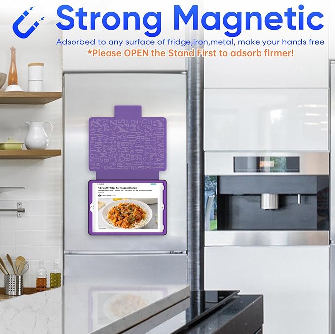 SEYMAC stock Case for iPad 9th/8th/7th Generation 10.2'', Strong Magnetic Auto Sleep Shockproof Case with Absorbing Multi-Angles Stand, Pen Holder, Card Slot (Purple)