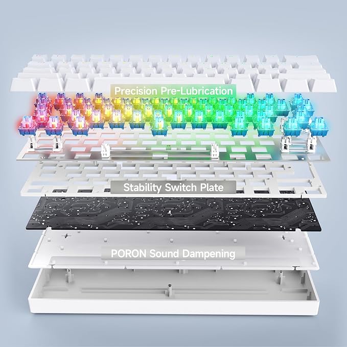 MCHOSE Ace 60 PRO Gaming Keyboard 60 Percent, Hall Effect Keyboard Wired, Magnetic Switch Keyboards Rapid Trigger, 8K Polling Rate, Adjustable Actuation Point, RGB Lighting, HotSwap, White
