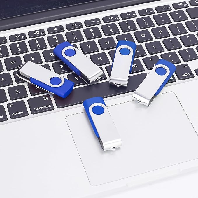 4GB USB Flash Drive 2-Pack EASTBULL USB 2.0 Drives Swivel USB Stick Memory Stick Metal Pen Drive (Black & Blue)
