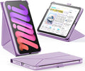 INFILAND Case for iPad mini 7 (A17 Pro) 2024 / iPad mini 6 2021, Magnetic Origami Slim Protective Case, Book-Style Foldable Cover with Pencil Holder, Multi-Angle Stand, Auto Wake/Sleep, Purple