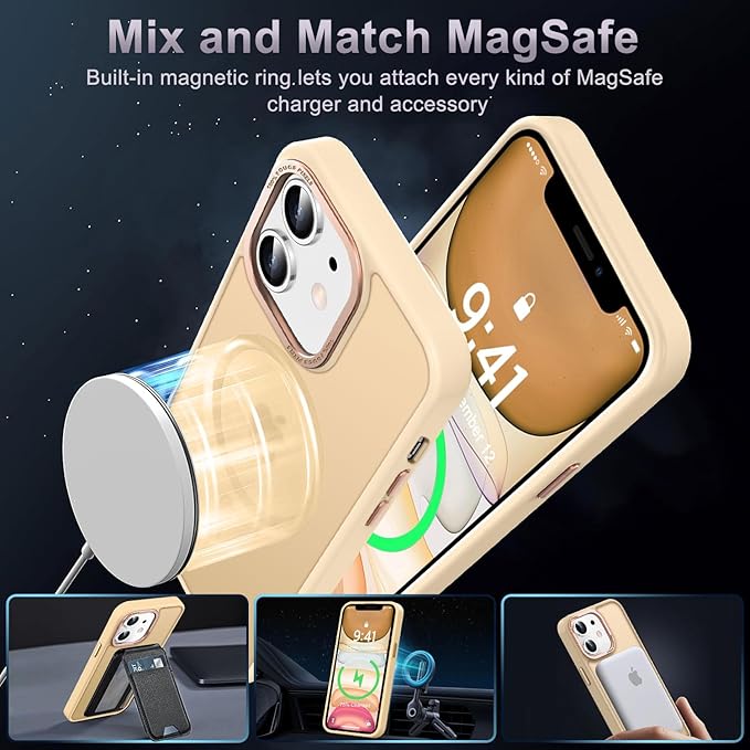 Newfuture Designed for iPhone 11 Case with Strong Magnetic [13 FT Military Drop Protection] [Compatible with Magsafe] Slim Translucent Matte Shockproof with Anti-Fingerprint Phone Case, Creamy Yellow