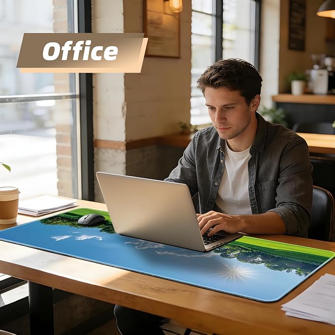 Galdas Gaming Mouse Pad XXL XL Large Long Extended Big Mousepad Non-Slip Rubber Keyboard Mouse Pad with Stitched Edges for Laptop Home Office (31.5x11.8x0.08 Inch) … (Grass)
